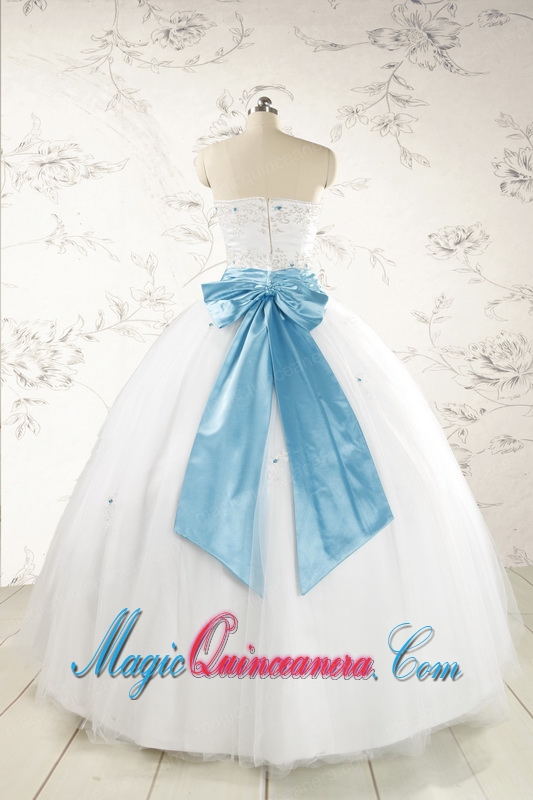 Appliques White Cheap Quinceanera Dresses with Wraps for 2015