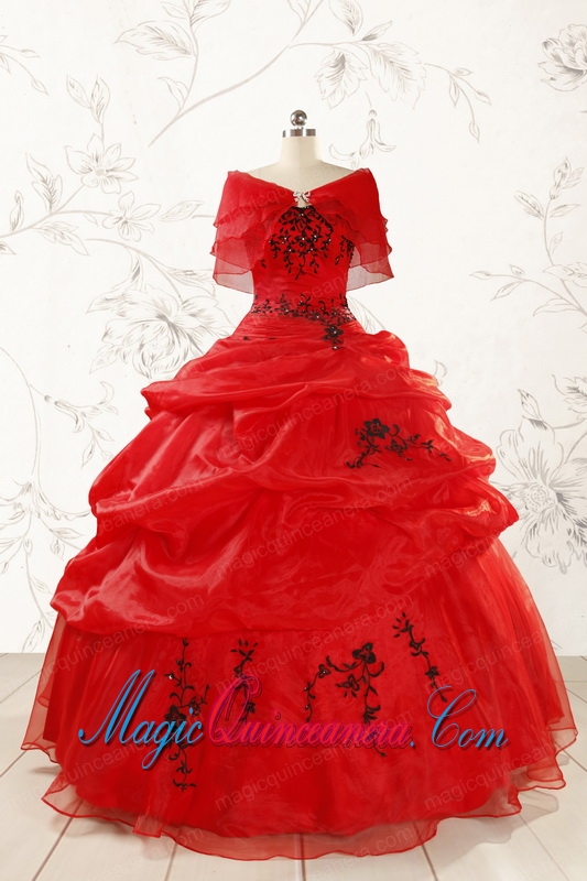 Most Popular Appliques Red Quinceanera Dresses for 2015