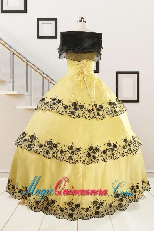 Pretty Ball Gown Appliques Quinceanera Dress for 2015