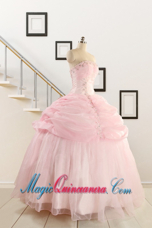 Pretty Strapless Quinceanera Dresses with Beading and Pick Ups