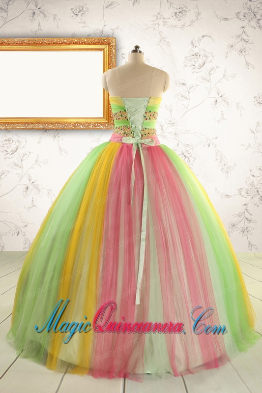 2015 Elegant Sweet 16 Dresses in Multi-color with Beading