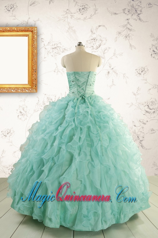2015 Pretty Sweetheart Beading Quinceanera Dresses in Apple Green