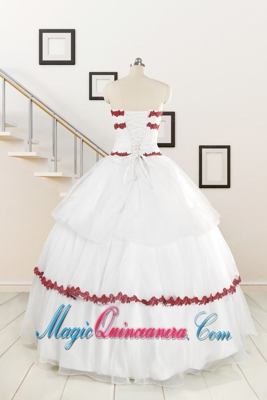 2015 Sweetheart Ball Gown Quinceanera Dresses with Appliques