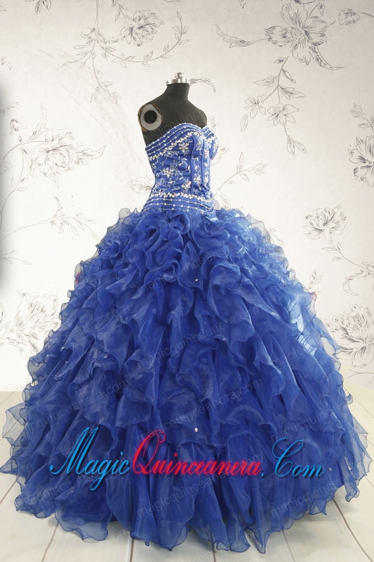 Beautiful Beading and Ruffles Quinceanera Dresses in Royal Blue