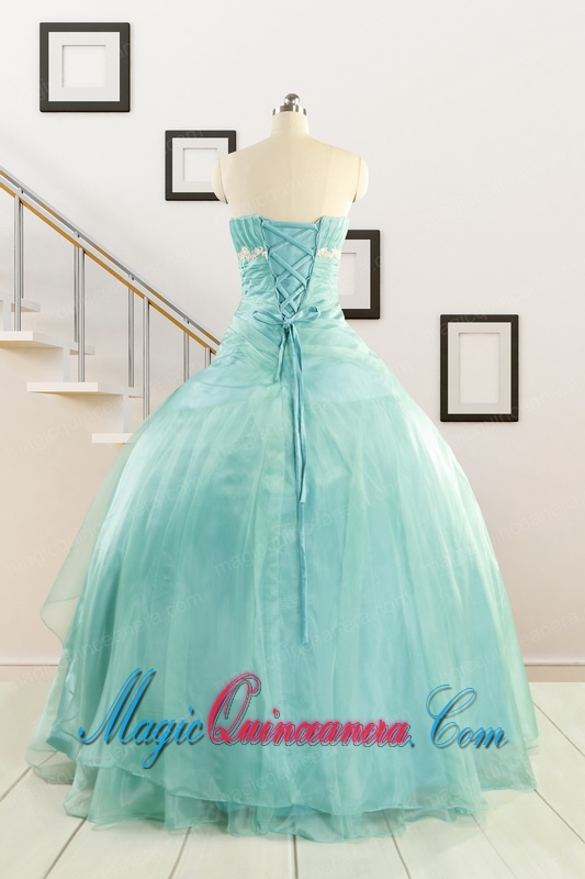Discount Blue Quinceanera Dresses with Appliques for 2015