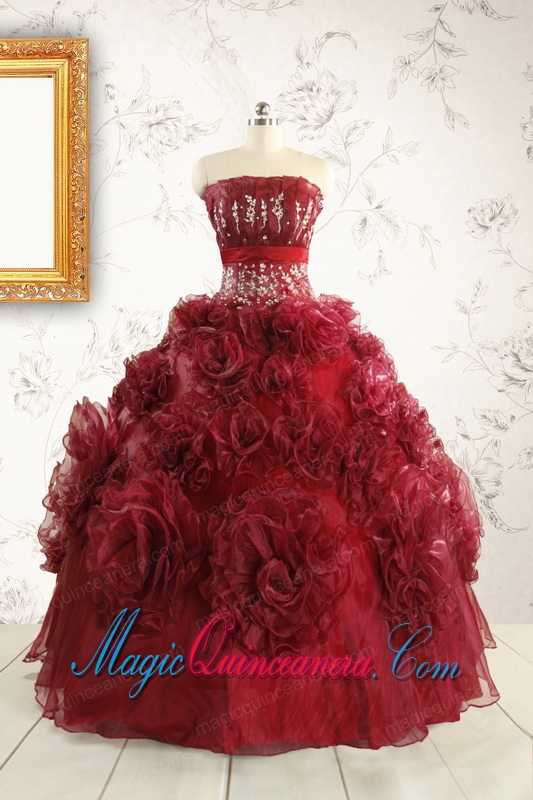 New Style Ball Gown Wine Red Quinceanera Dresses for 2015