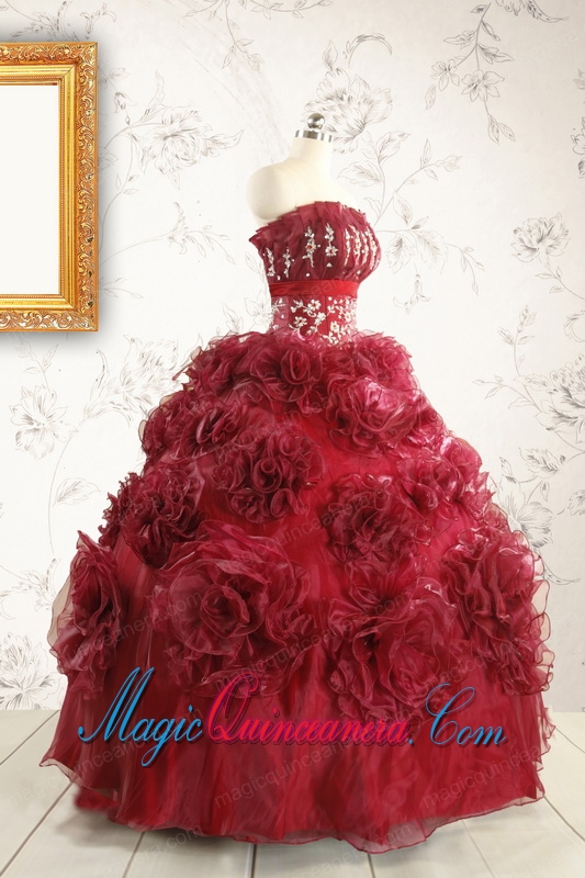 New Style Ball Gown Wine Red Quinceanera Dresses for 2015