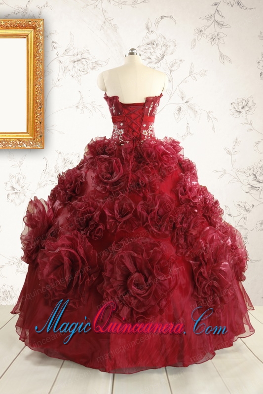 New Style Ball Gown Wine Red Quinceanera Dresses for 2015