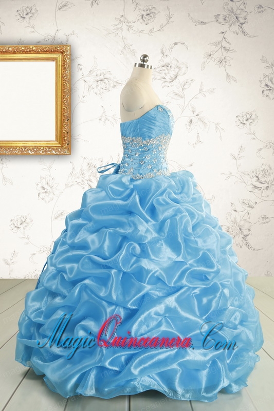 2015 Elegant Strapless Beading Quinceanera Dresses in Baby Blue