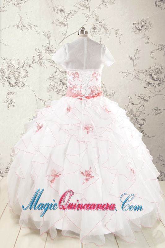 2015 Pretty Appliques and Ruffles Quinceanera Dresses with Strapless