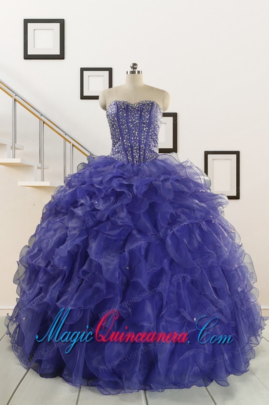 2015 Sweetheart Ruffles Purple Quinceanera Dresses with Wraps