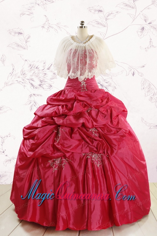 2015 Appliques Pretty Quinceanera Dresses with Strapless