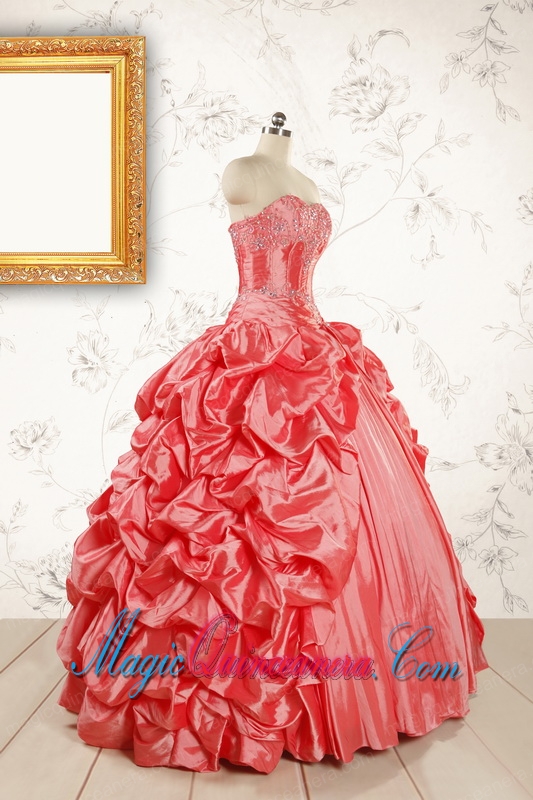 2015 Beautiful Sweetheart Beading Quinceanera Dresses in Watermelon