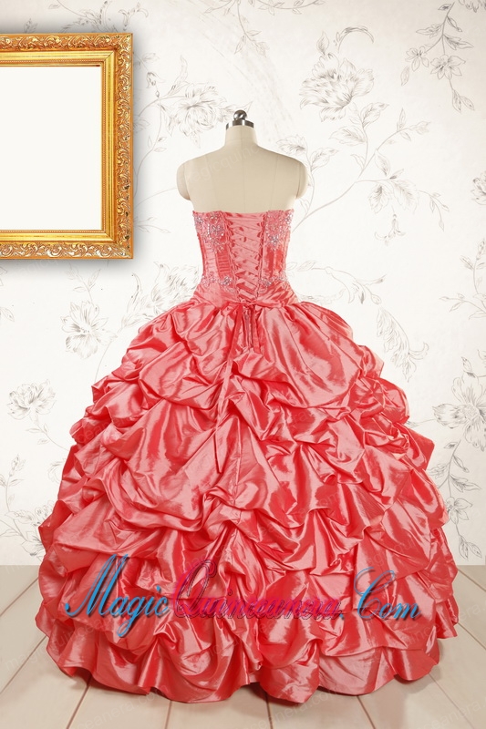 2015 Beautiful Sweetheart Beading Quinceanera Dresses in Watermelon