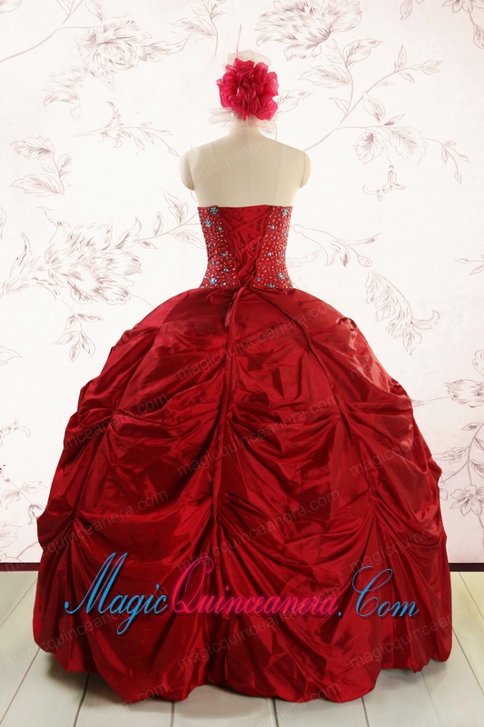 2015 Cheap Strapless Quinceanera Dresses with Beading