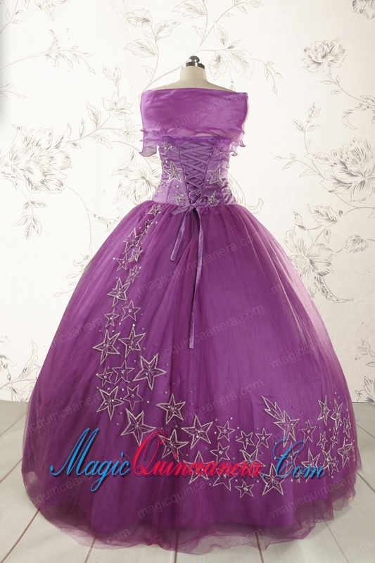 2015 Formal Sweetheart Purple Quinceanera Dresses with Appliques