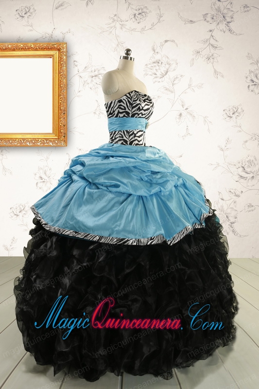 2015 Prefect Ruffles White Quinceanera Dresses with Zebra