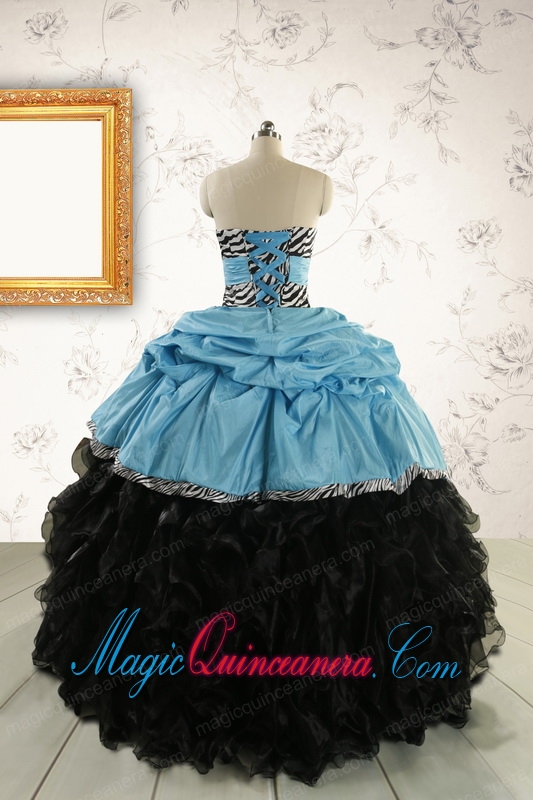 2015 Prefect Ruffles White Quinceanera Dresses with Zebra