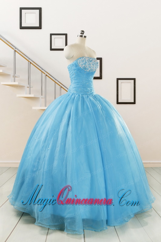 Aqua Blue Super Hot Puffy Sweet 16 Dresses for 2015