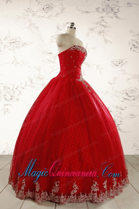 Elegant Red Strapless Quinceanera Dresses for 2015