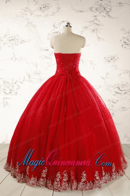 Elegant Red Strapless Quinceanera Dresses for 2015