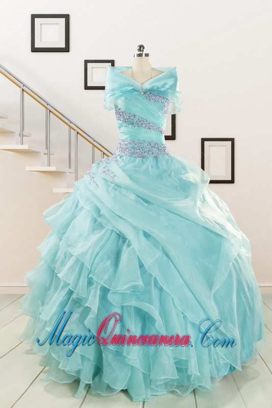 Sweetheart Organza Beading and Ruffles Quinceanera Dresses for 2015