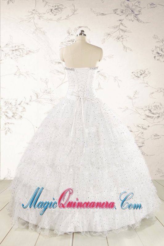 The Most Popular White Sequins Ball Gown Quinceanera Dresses for 2015