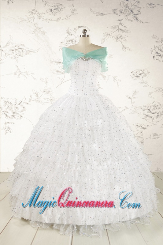 The Most Popular White Sequins Ball Gown Quinceanera Dresses for 2015