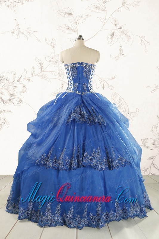 2015 Cheap Appliques Quinceanera Dresses in Royal Blue
