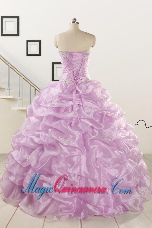 2015 Gorgeous Lilac Quinceanera Dresses with Appliques and Ruffles