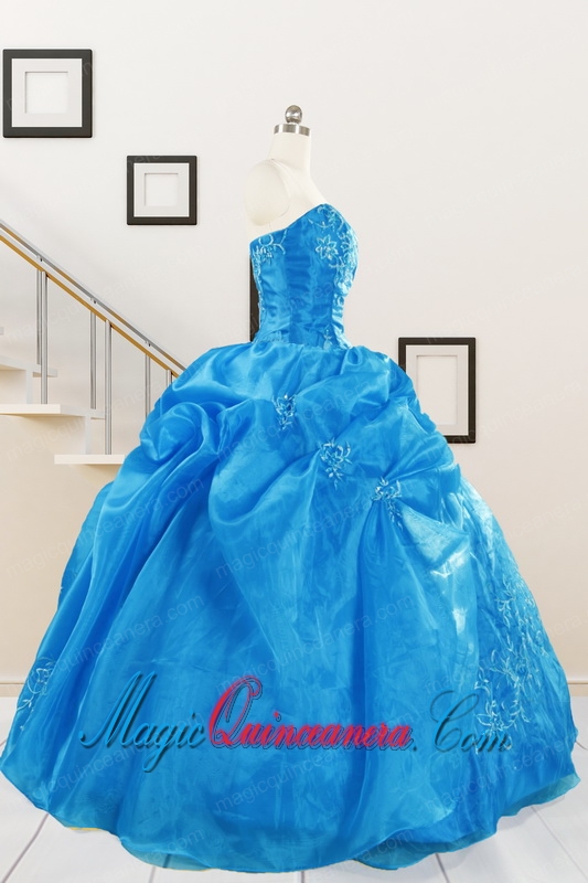 Classical Baby Blue Quinceanera Dresses with Embroidery for 2015