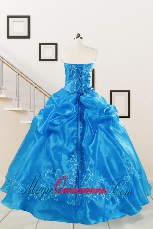 Classical Baby Blue Quinceanera Dresses with Embroidery for 2015