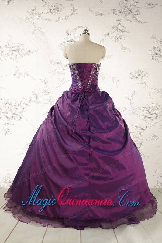 2015 Modern Purple Sweetheart Appliques Quinceanera Dresses