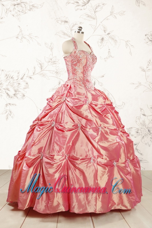 Beautiful Beading and Appliques Watermelon Red Sweet 16 Dresses