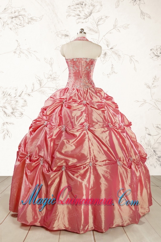 Beautiful Beading and Appliques Watermelon Red Sweet 16 Dresses