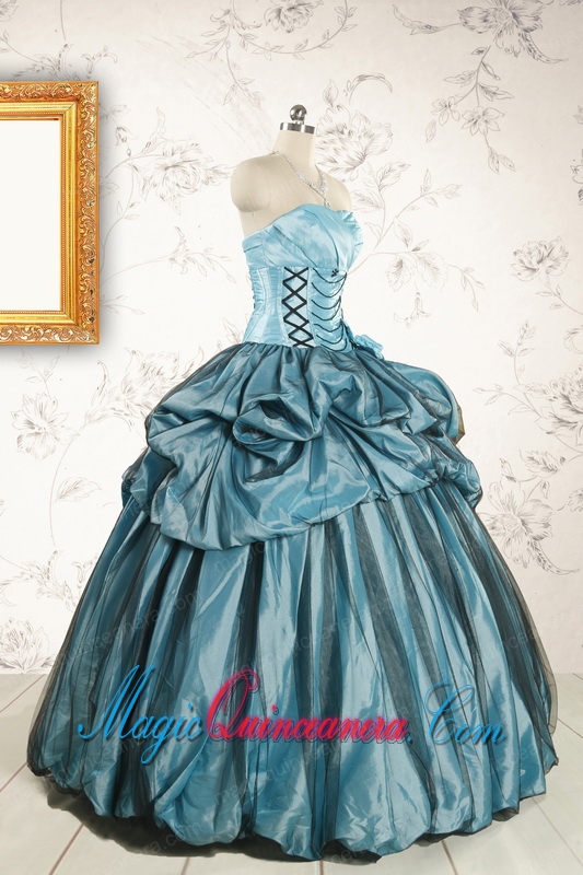 2015 Cheap Strapless Quinceanera Dresses in Teal