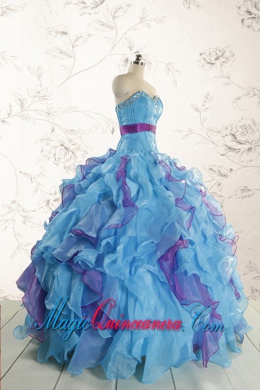 2015 New Style Multi Color Quinceanera Dresses with Beading and Ruffles