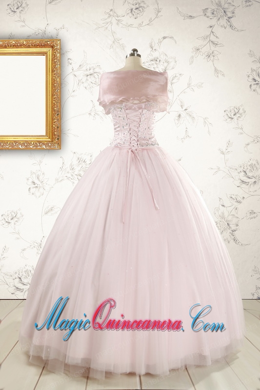 2015 Pretty Beading Light Pink Quinceanera Dresses