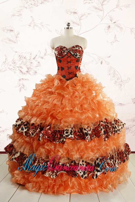 Beautiful Orange Quinceanera Dresses with Ruffles