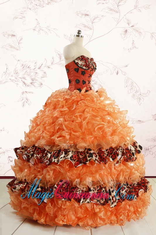 Beautiful Orange Quinceanera Dresses with Ruffles