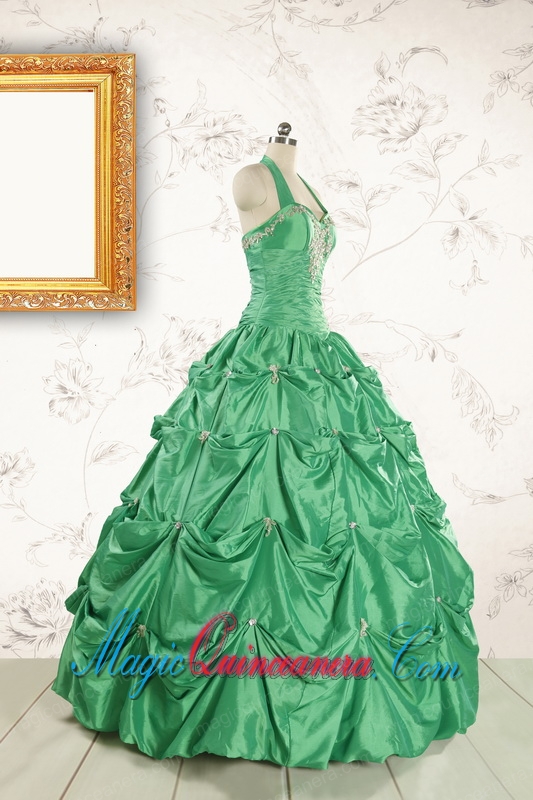 Discount Halter Top Sweet 16 Dresses with Appliques