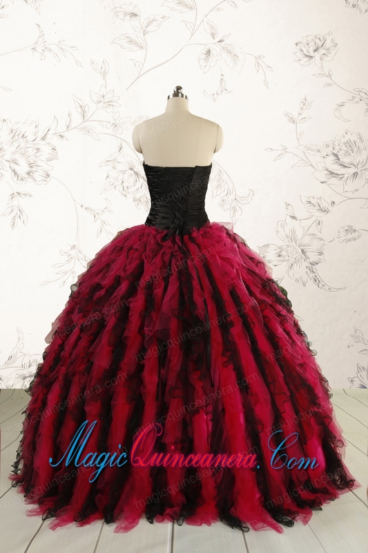 Luxurious Sweetheart Beading Quinceanera Dresses in Red and Black