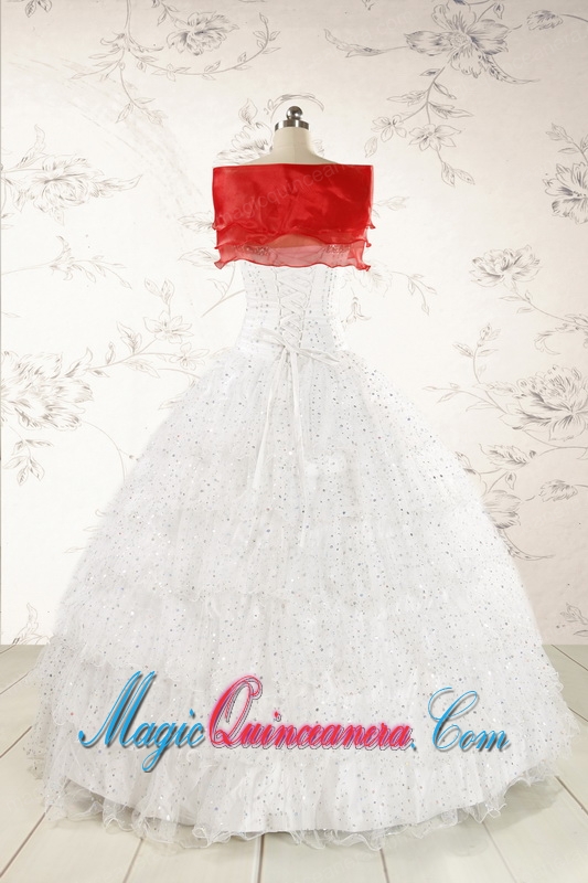 White Ball Gown Formal Quinceanera Dresses with Sequins and Ruffles