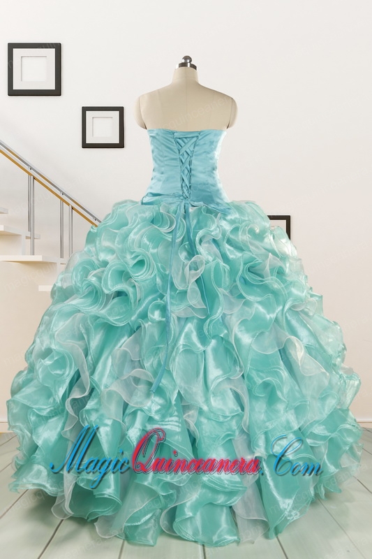 2015 Beautiful Beading Quinceanera Dresses in Apple Green