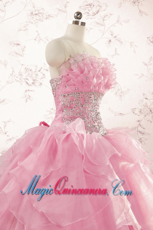 2015 Pretty Appliques Baby Pink Quinceanera Dresses