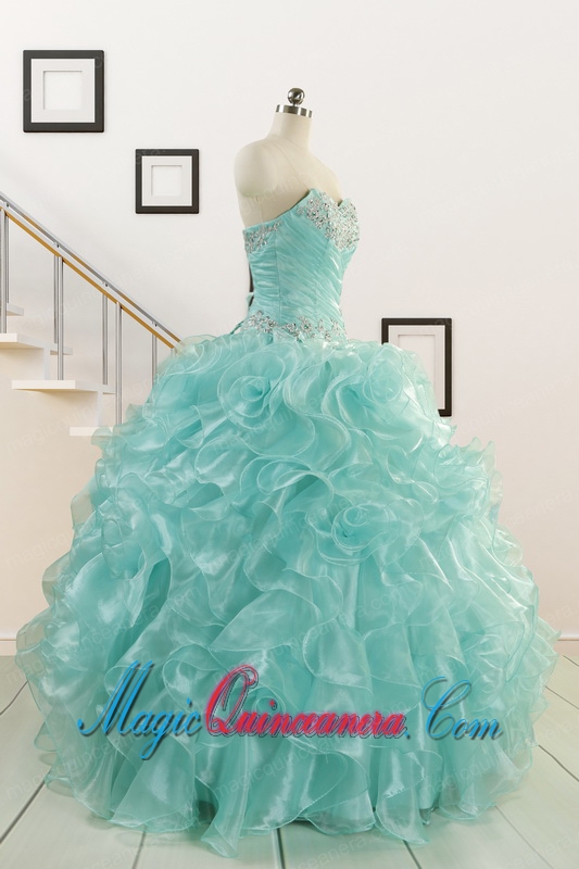 Apple Green Quinceanera Dresses with Beading for 2015