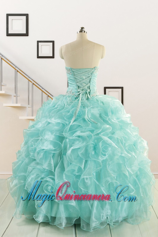 Apple Green Quinceanera Dresses with Beading for 2015