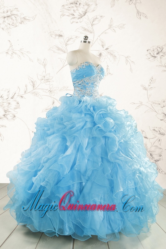 Aqua Blue Ball Gown Sweetheart Beading Sweet 16 Dresses