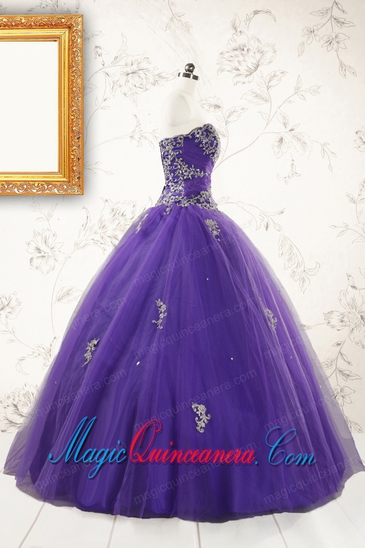 New Arrival Purple Quinceanera Dresses with Appliques and Beading