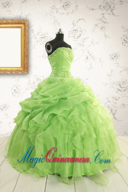 Perfect Green Quinceanera Dresses with Beading and Ruffles